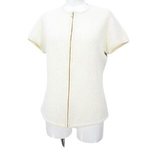 Lanvin Paris Two-Tone Wool Knit Zip Top Size 38 French